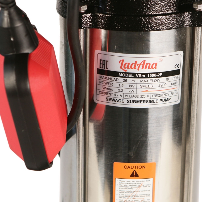 Дренажный насос Ladana VSm 1500-2F (кабель 10м) с поплавковым выключателем  