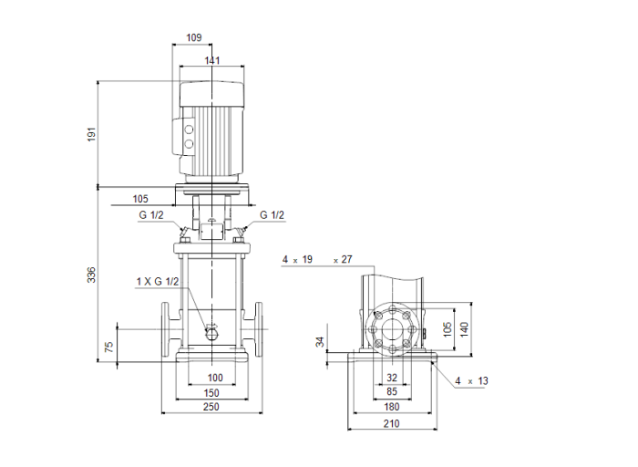 Поверхностный насос Grundfos CRN 1-6 A-FGJ-G-V-HQQV  