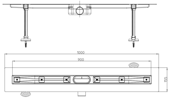 HL 50FF01202 Низкий двойной душевой лоток Монтажная длина: 1200мм