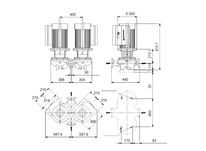 Насосная станция Grundfos TPE 80-400/2-S-A-F-A-BAQE  