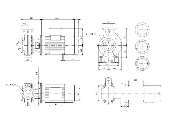 Поверхностный насос Grundfos NB 100-400/375 EUP A-F2-A-BAQE  
