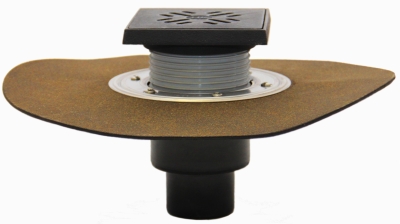 HL 310NHPrG Трап с сухим сифоном, с чугунной решёткой (1,5t), с полимербитумным полотном ?420 мм, с вертикальным выпуском DN50/75/110