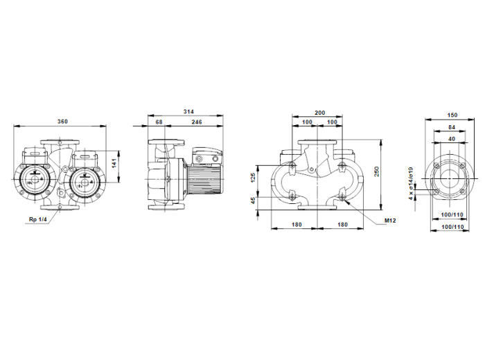 Циркуляционный насос Grundfos UPS 40-60 F без релейного модуля (230В)  