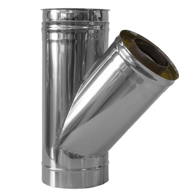 Сэндвич дымоход Дымофф Тройник сэндвич 135 480*400 AISI430 0.5мм/AISI321 1мм