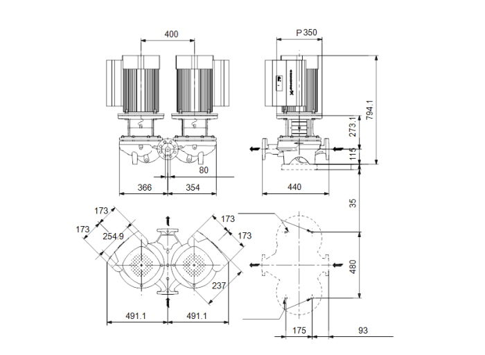   Насос для повышения давления Grundfos TPED 80-330/2 A-F-A-BAQE  
