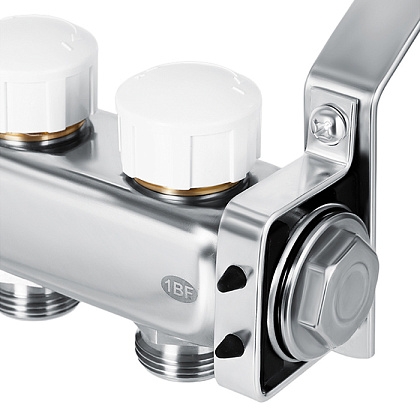 Комплект коллекторов Hoobs, нерж. сталь, с расходомерами, с отсекающими клапанами и кронштейнами 1х3/4-4 вых  