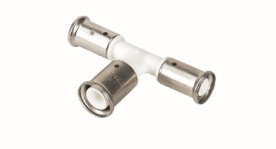 Henco Тройник переходный увеличенный в центре, ПВДФ пресс (белый), 20x26x20