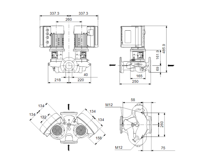 Насосная станция Grundfos TPE2 40-180-N-A-F-A-BQQE  