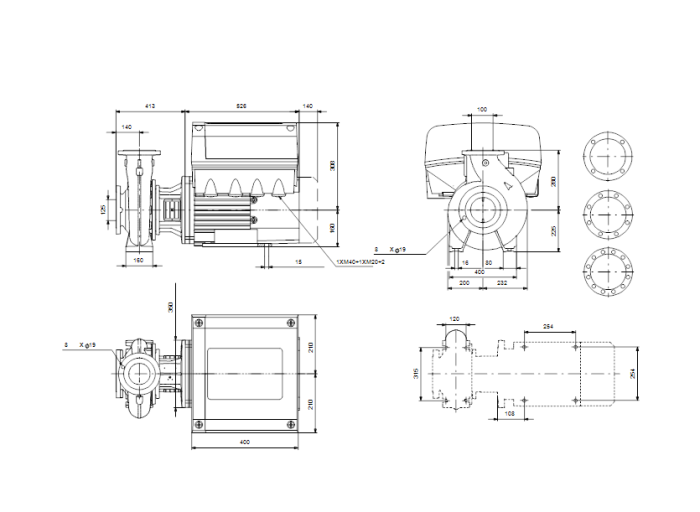 Поверхностный насос Grundfos NB E100-250/274 EUP A-F2-A-BAQE  