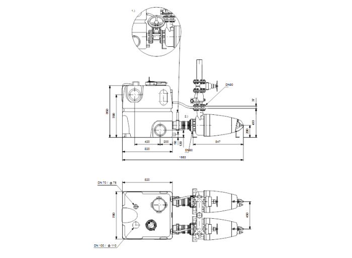 Канализационная установка Grundfos MDV 80.80.92.2.51D/450.SE  