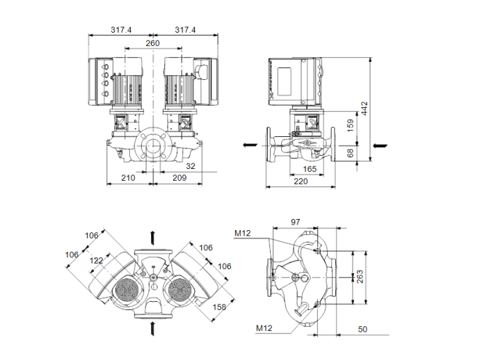 Насосная станция Grundfos TPE2 32-120-N-A-F-A-BQQE  