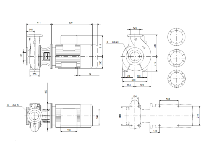 Поверхностный насос Grundfos NB 125-400/434 A-F2-A-BAQE  