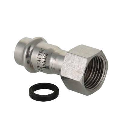 Valtec Соединитель с накидной гайкой нерж. сталь 18х1/2"  