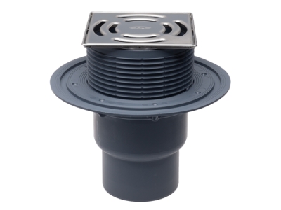 HL 3100T Трап для балконов и террас с решеткой КЛИК-КЛАК, с вертикальным выпуском DN75/110