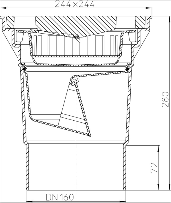 HL 606/5 Дворовый трап (верт.выпуск) макс. нагрузка 5-7 тонн, DN160  