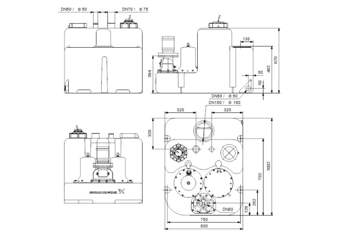 Канализационная установка Grundfos MLD 12.1.4 1x230V  