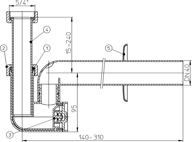 HL 135/40 Cифон с прочисткой для биде, DN40