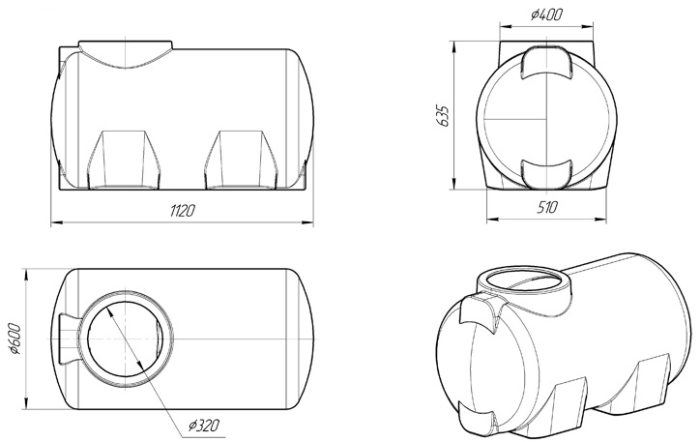 Ёмкость для воды Экопром H 300л  